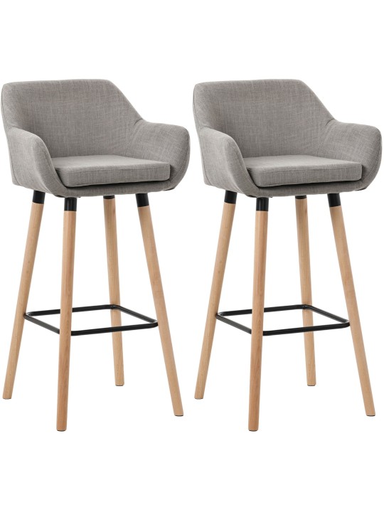 Lot de 2 tabourets de bar Grant tissu, gris