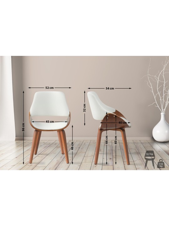 Chaise de salle à manger Vangale simili cuir, noyer/blanc Chaise de salle à manger Vangale simili cuir, noyer/blanc