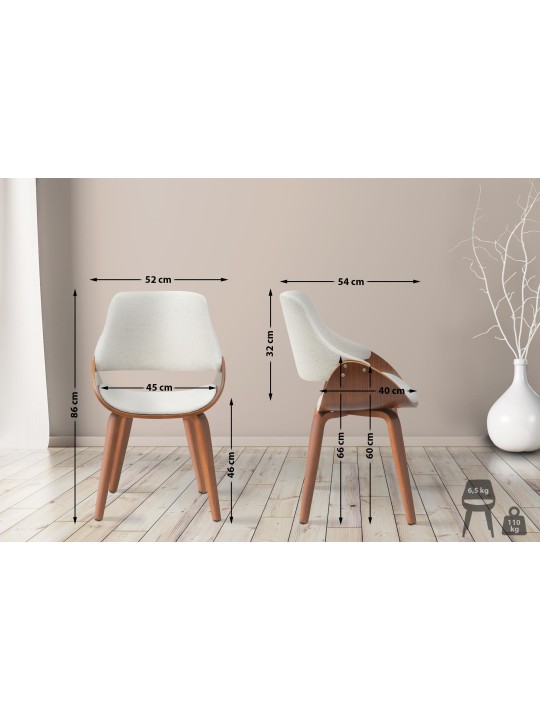 Chaise de salle à manger tissu Vangale, noyer/crème Chaise de salle à manger tissu Vangale, noyer/crème