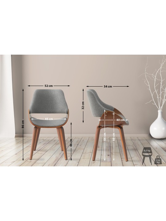 Chaise de salle à manger tissu Vangale, noyer/gris foncé Chaise de salle à manger tissu Vangale, noyer/gris foncé