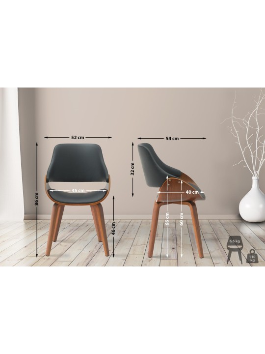 Chaise de salle à manger Vangale simili cuir, noyer/noir Chaise de salle à manger Vangale simili cuir, noyer/noir