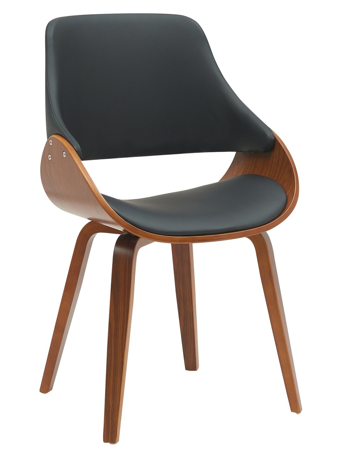 Chaise de salle à manger Vangale simili cuir, noyer/noir