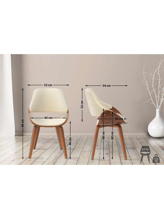 Chaise de salle à manger Vangale simili cuir, noyer/crème Chaise de salle à manger Vangale simili cuir, noyer/crème