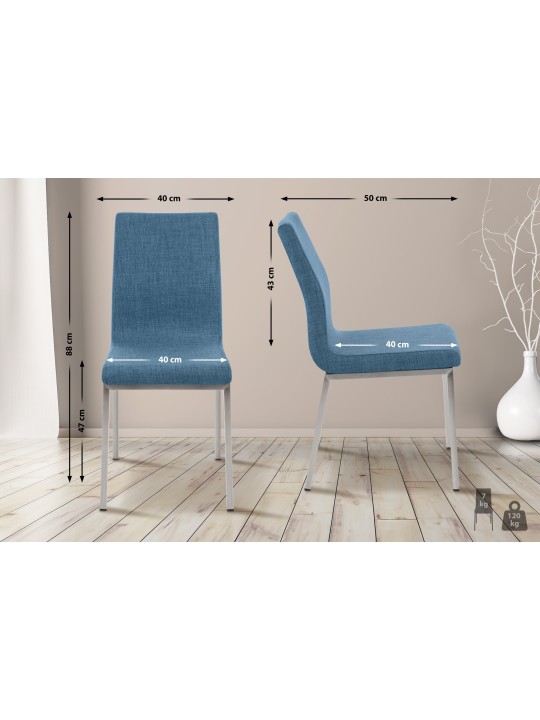 Chaise de salle à manger Colmar FABRIC, bleu