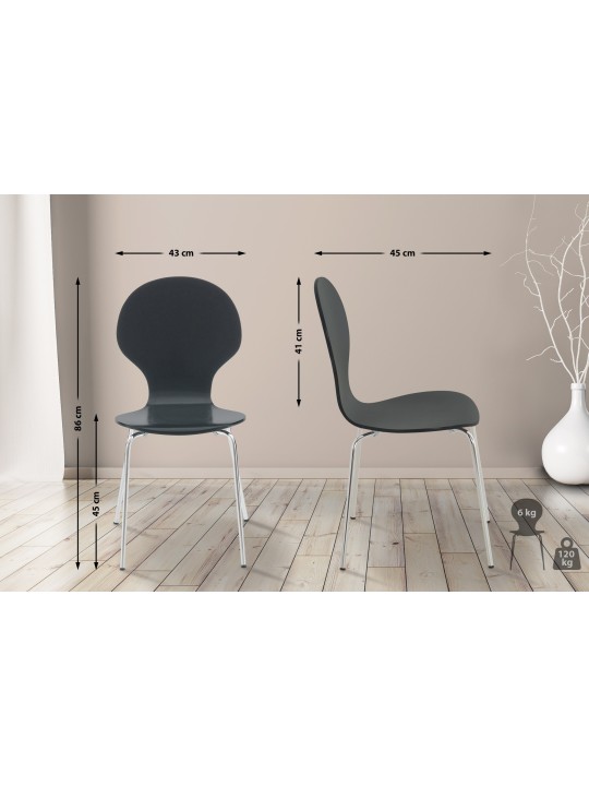 Lot de 2 chaises visiteur Diego, noir