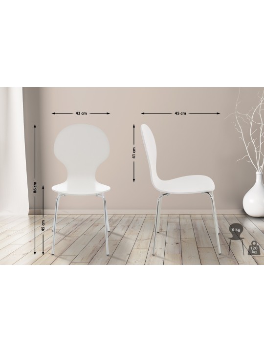 Lot de 2 chaises visiteur Diego, blanc