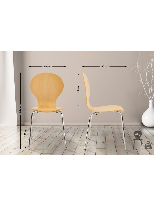 Lot de 2 chaises visiteur Diego, naturel