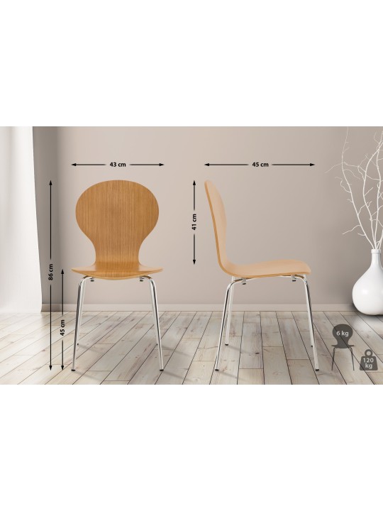 Lot de 2 chaises visiteur Diego, chêne