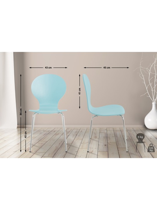 Ensemble de 4 chaises visiteurs Diego, bleu clair