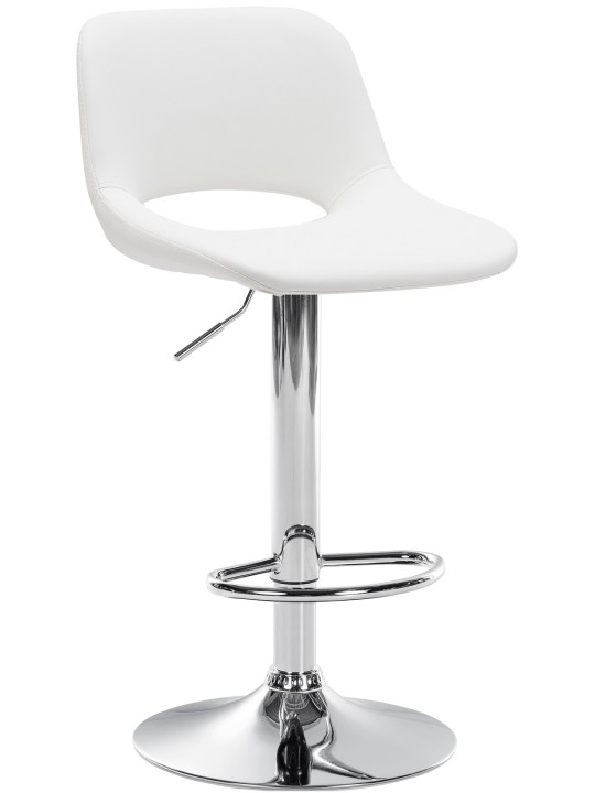 Tabouret de bar Camden simili cuir chromé, blanc