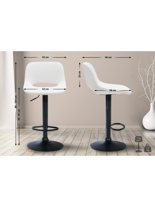 Tabouret de bar Camden simili cuir, blanc
