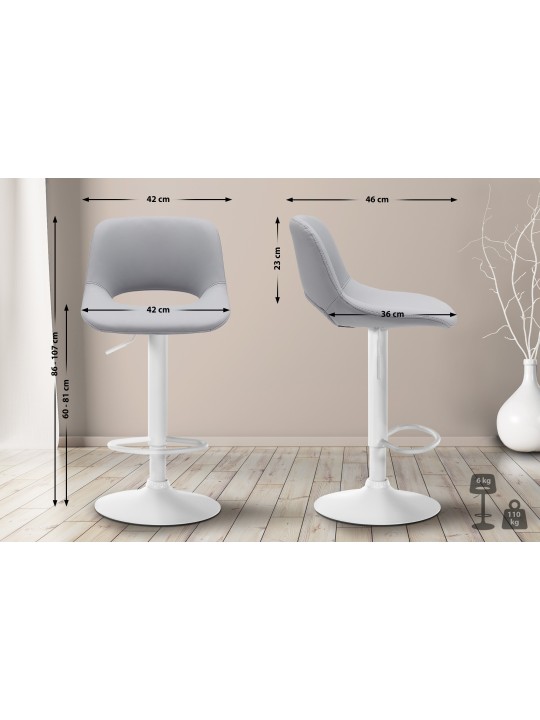 Tabouret de bar Camden simili cuir, gris