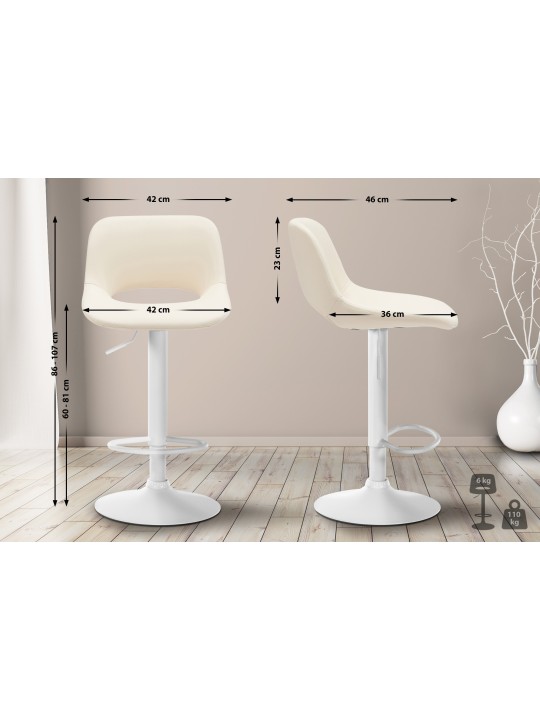 Tabouret de bar Camden simili cuir, crème
