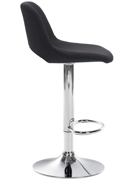 Tabouret de bar Camden tissu chrome, noir