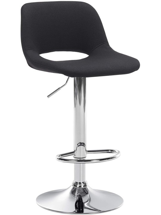 Tabouret de bar Camden tissu chrome, noir