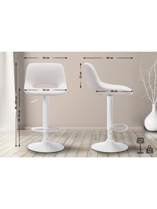 Tabouret de bar tissu Camden, crème
