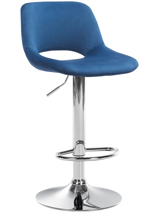 Tabouret de bar Camden velours chrome, bleu Tabouret de bar Camden velours chrome, bleu