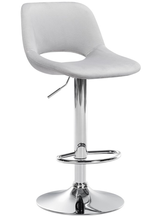 Tabouret de bar Camden velours chrome, gris clair