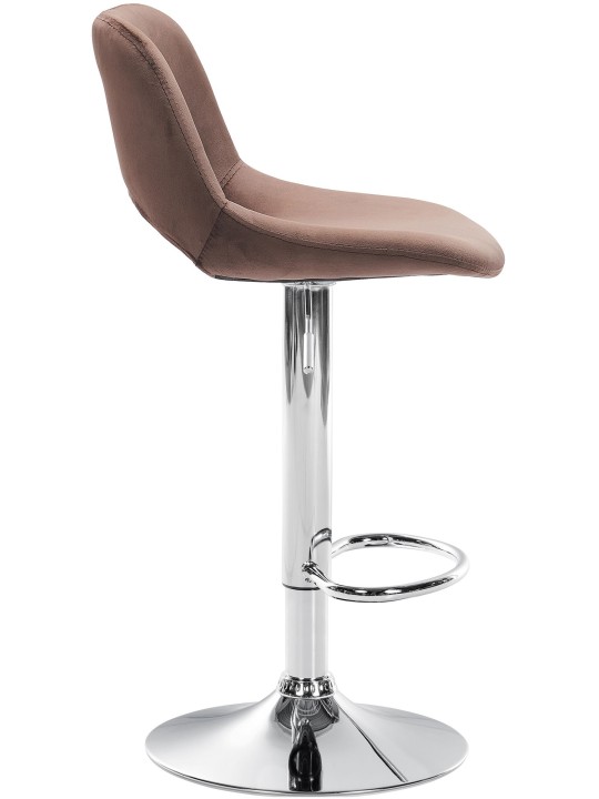 Tabouret de bar Camden velours chrome, brun