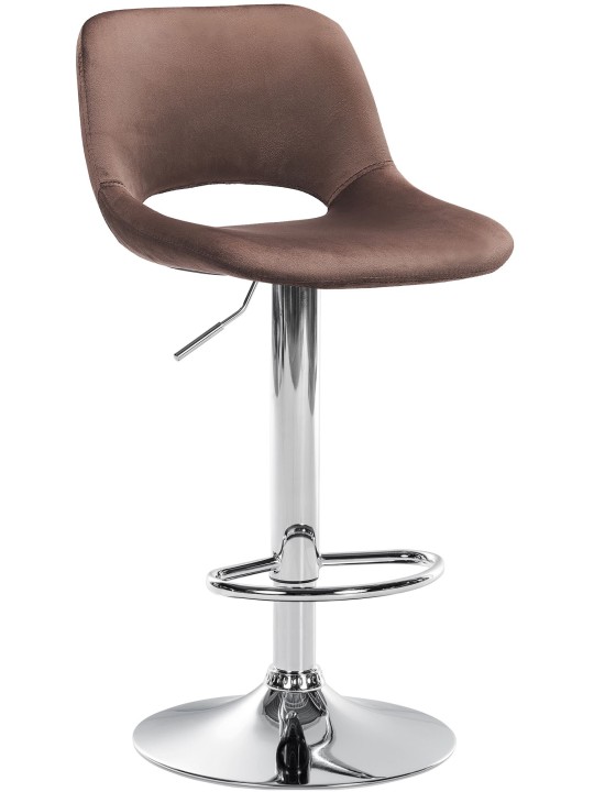 Tabouret de bar Camden velours chrome, brun