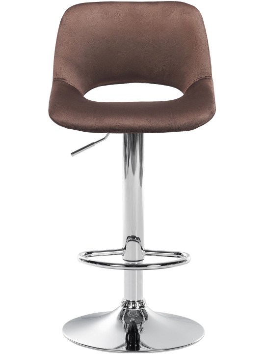 Tabouret de bar Camden velours chrome, brun