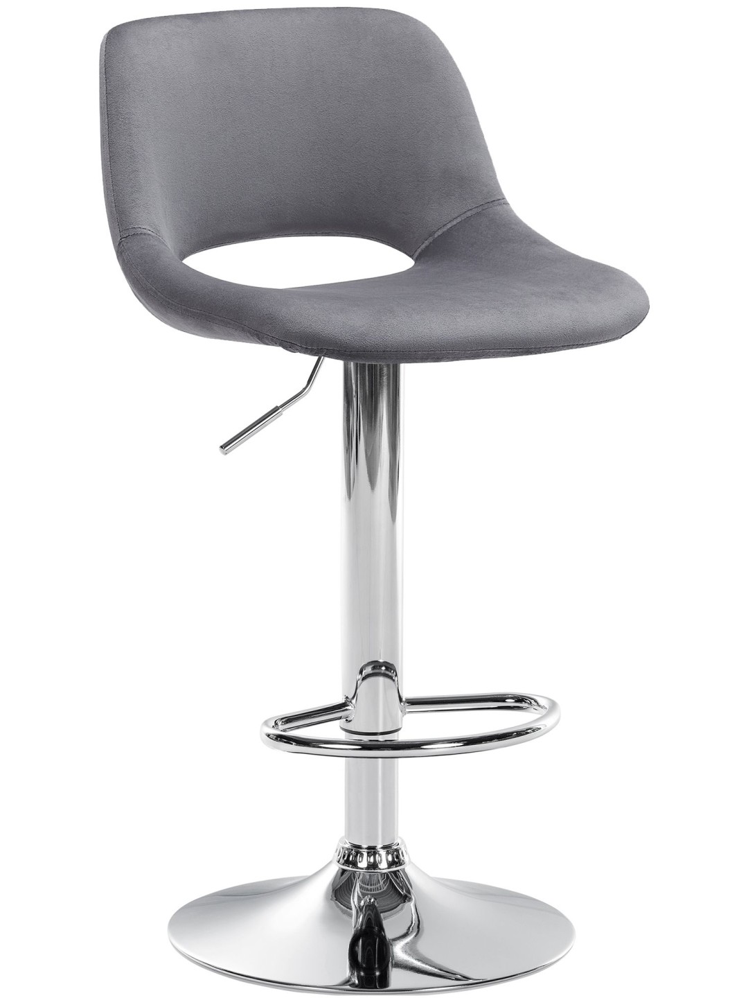 Tabouret de bar Camden velours chrome, gris foncé