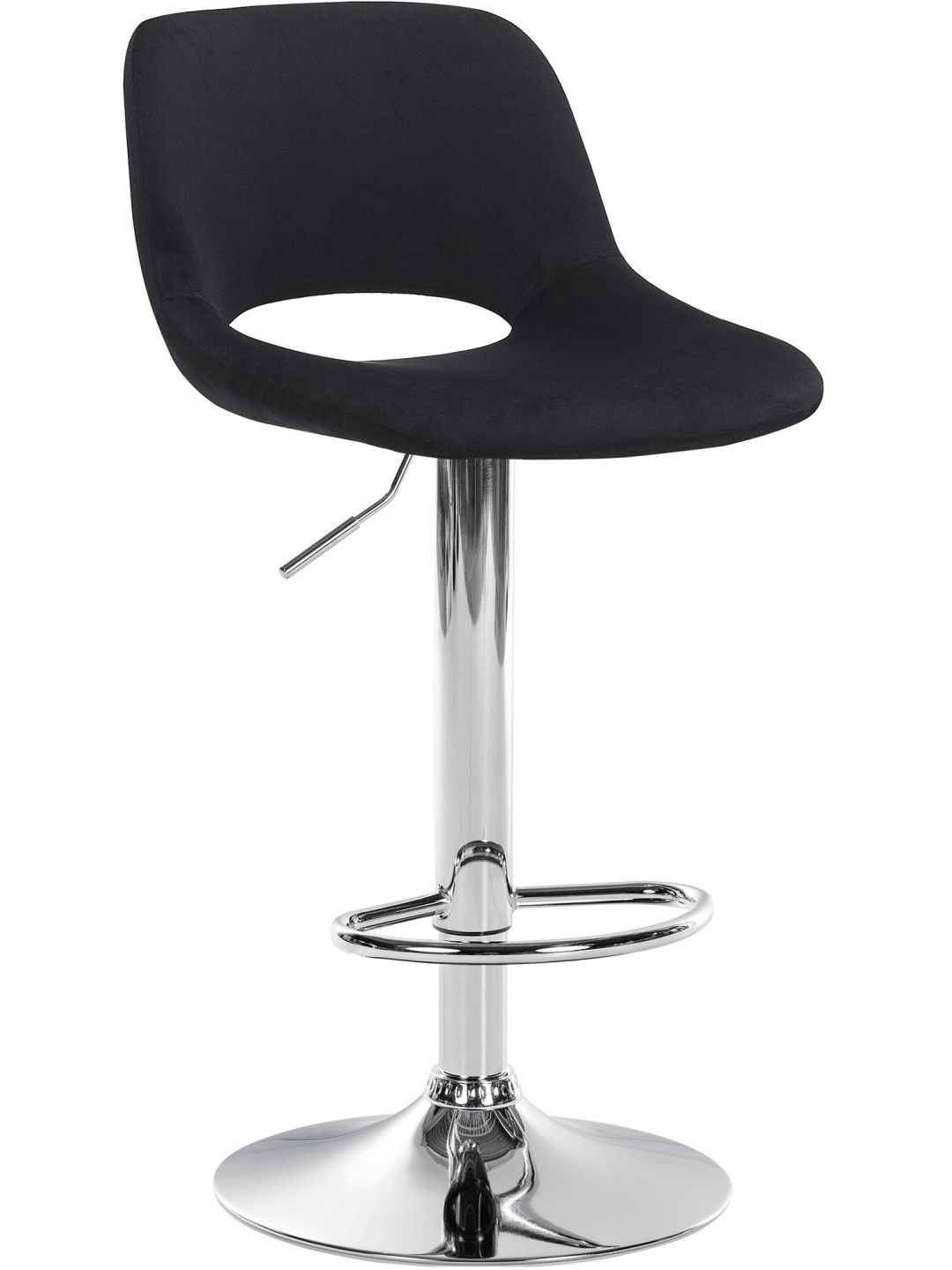 Tabouret de bar Camden velours chrome, noir