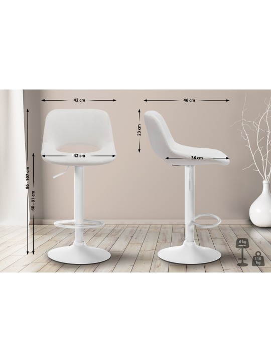 Tabouret de bar Camden velours, crème