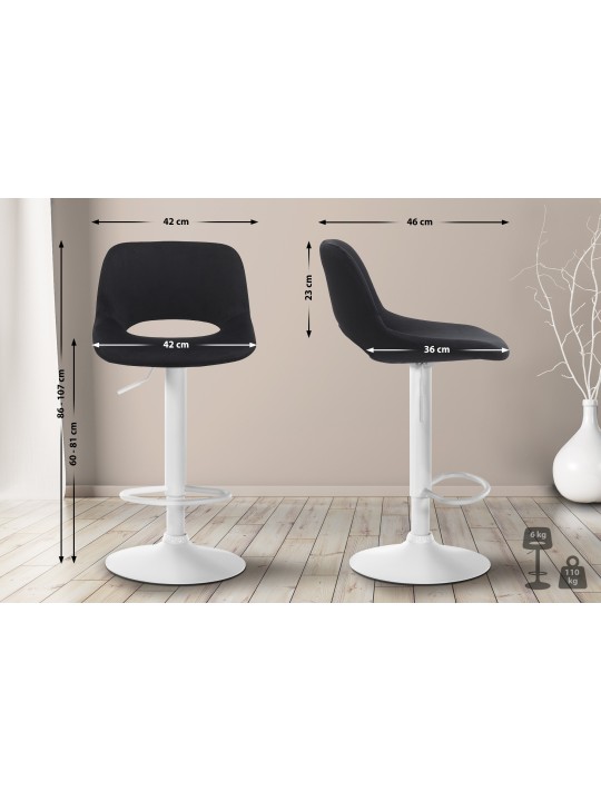 Tabouret de bar Camden velours, noir