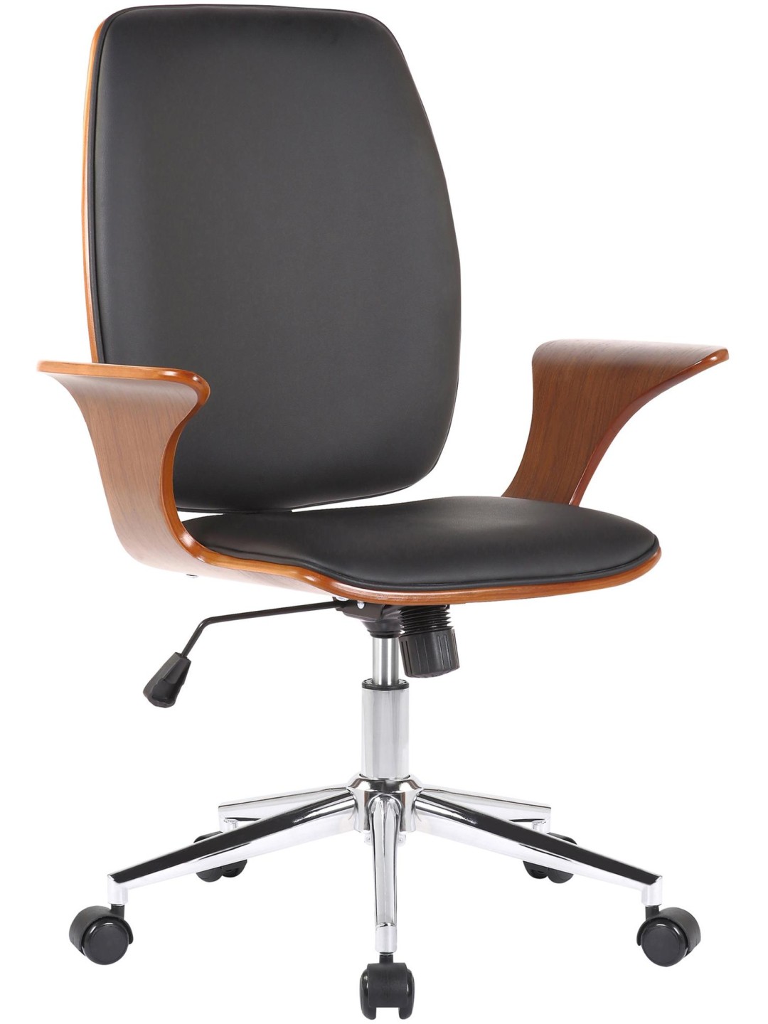 Chaise de bureau Burbank simili cuir, noyer/noir