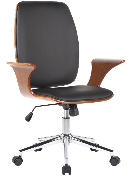 Chaise de bureau Burbank simili cuir, noyer/noir