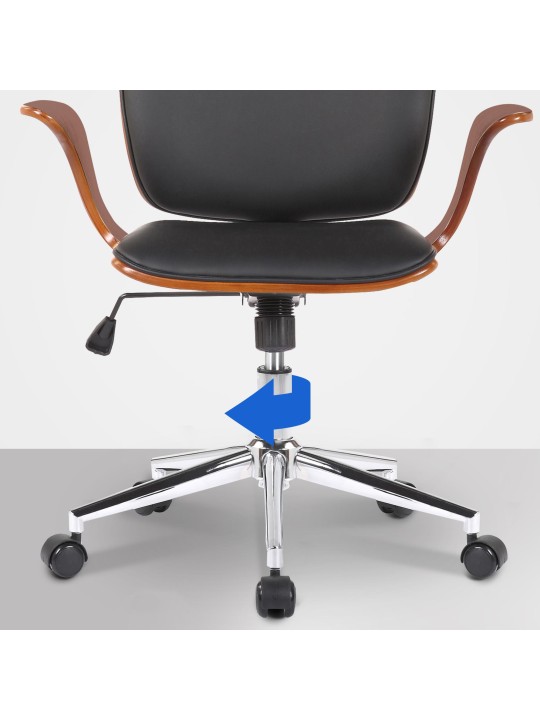 Chaise de bureau Burbank simili cuir, noyer/noir