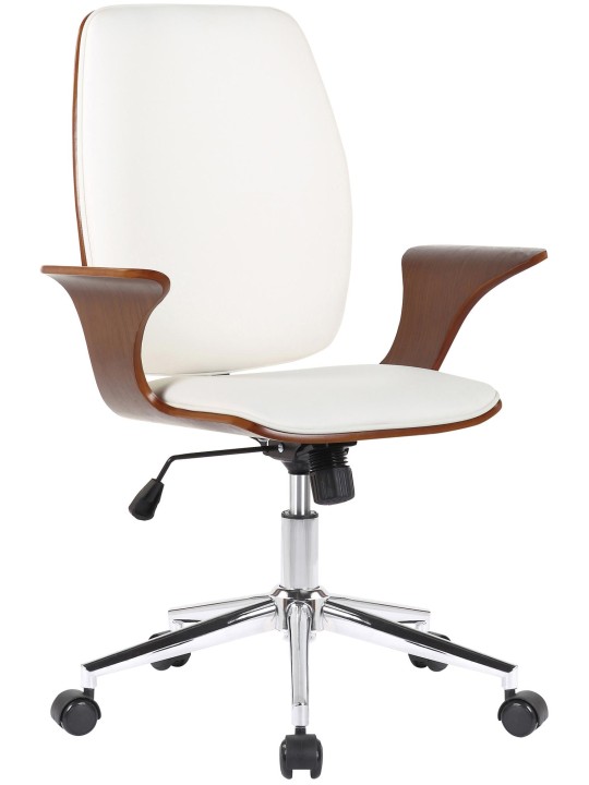 Chaise de bureau Burbank simili cuir, noyer/blanc