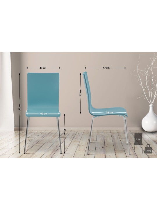 Ensemble de 4 chaises visiteurs Pepe, bleu clair