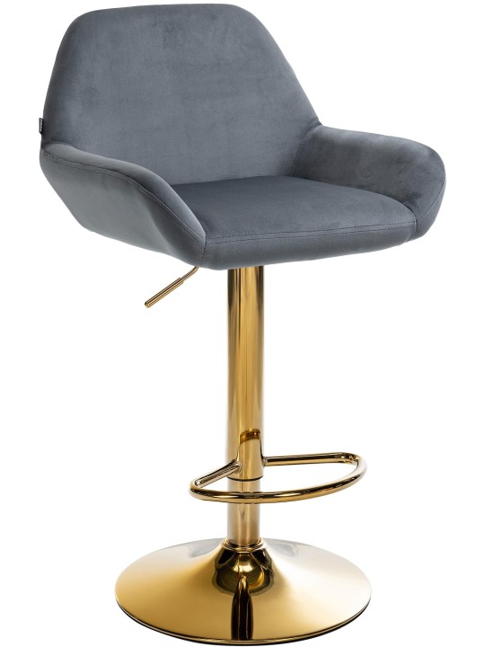 Tabouret de bar Braga Gold Velvet, gris foncé Tabouret de bar Braga Gold Velvet, gris foncé
