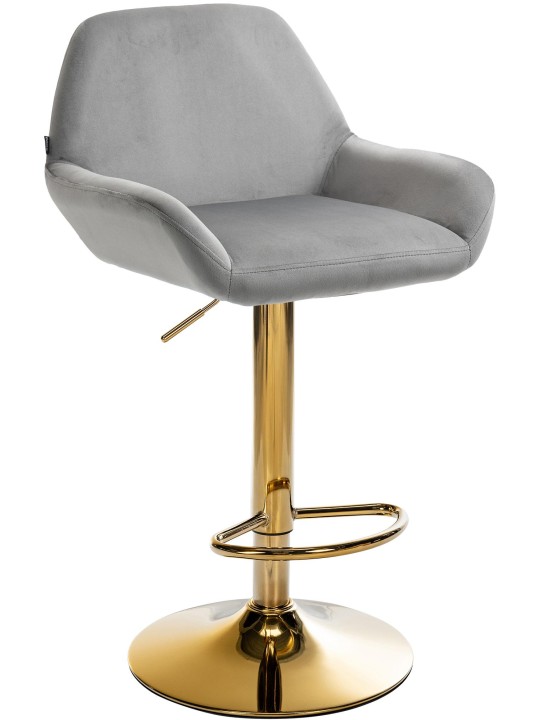Tabouret de bar Braga Gold Velvet, gris