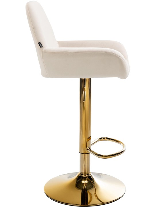 Tabouret de bar Braga Gold Velvet, crème