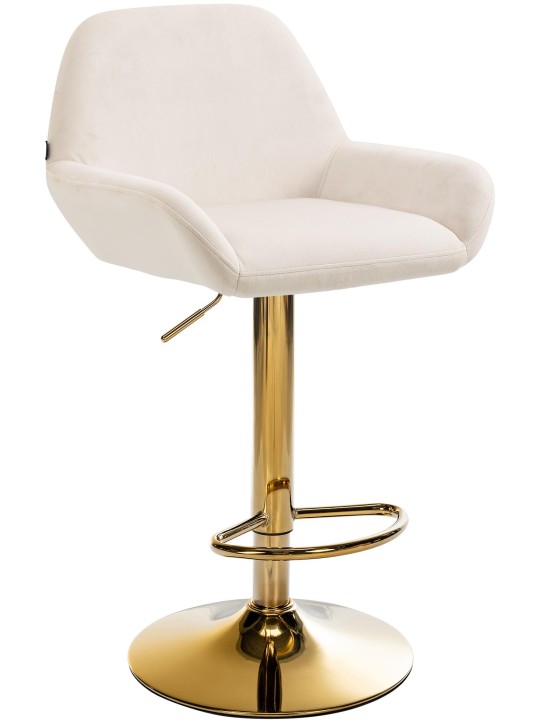 Tabouret de bar Braga Gold Velvet, crème