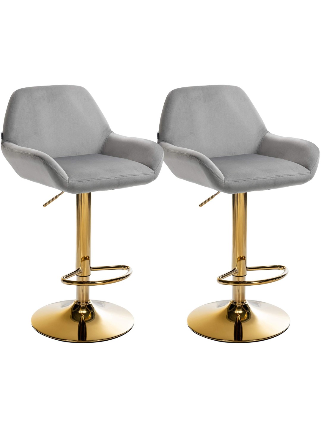 Lot de 2 Tabourets de Bar Braga Velours Doré, gris