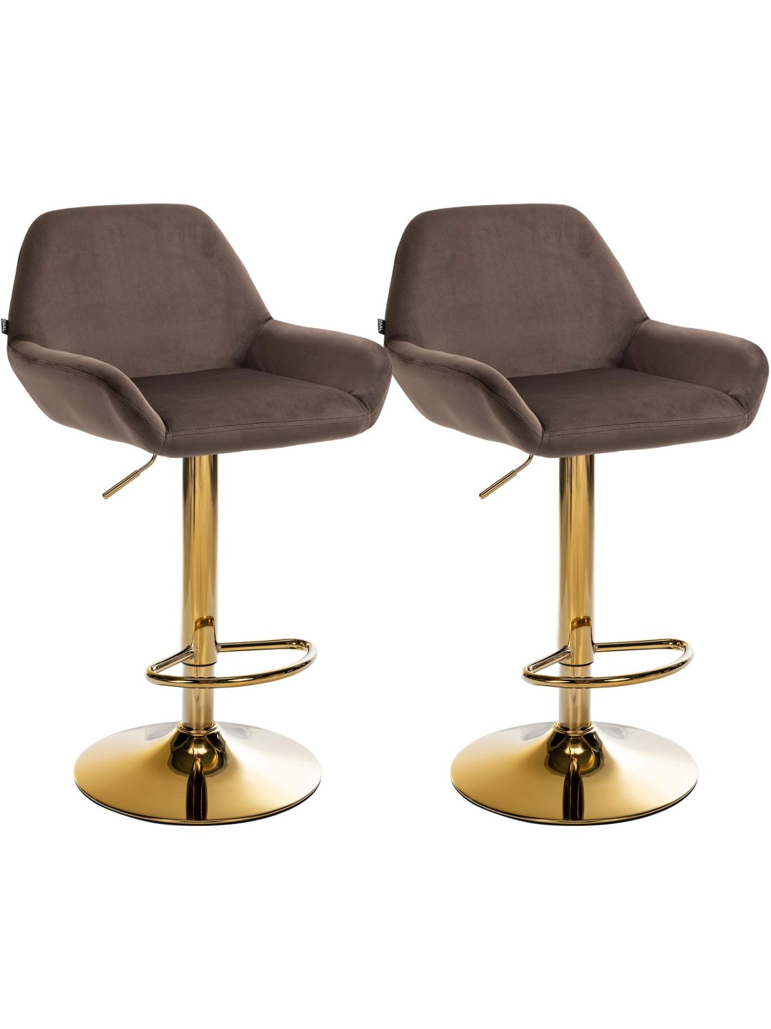 Lot de 2 Tabourets de Bar Braga Velours Doré, brun