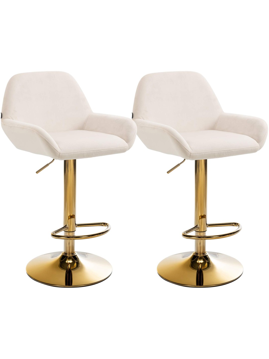 Lot de 2 Tabourets de Bar Braga Velours Doré, crème