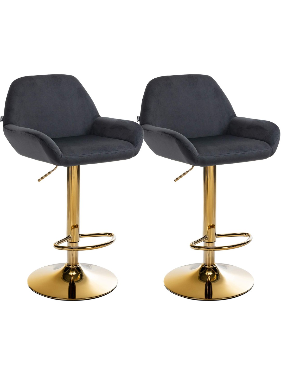 Lot de 2 Tabourets de Bar Braga Velours Doré, noir