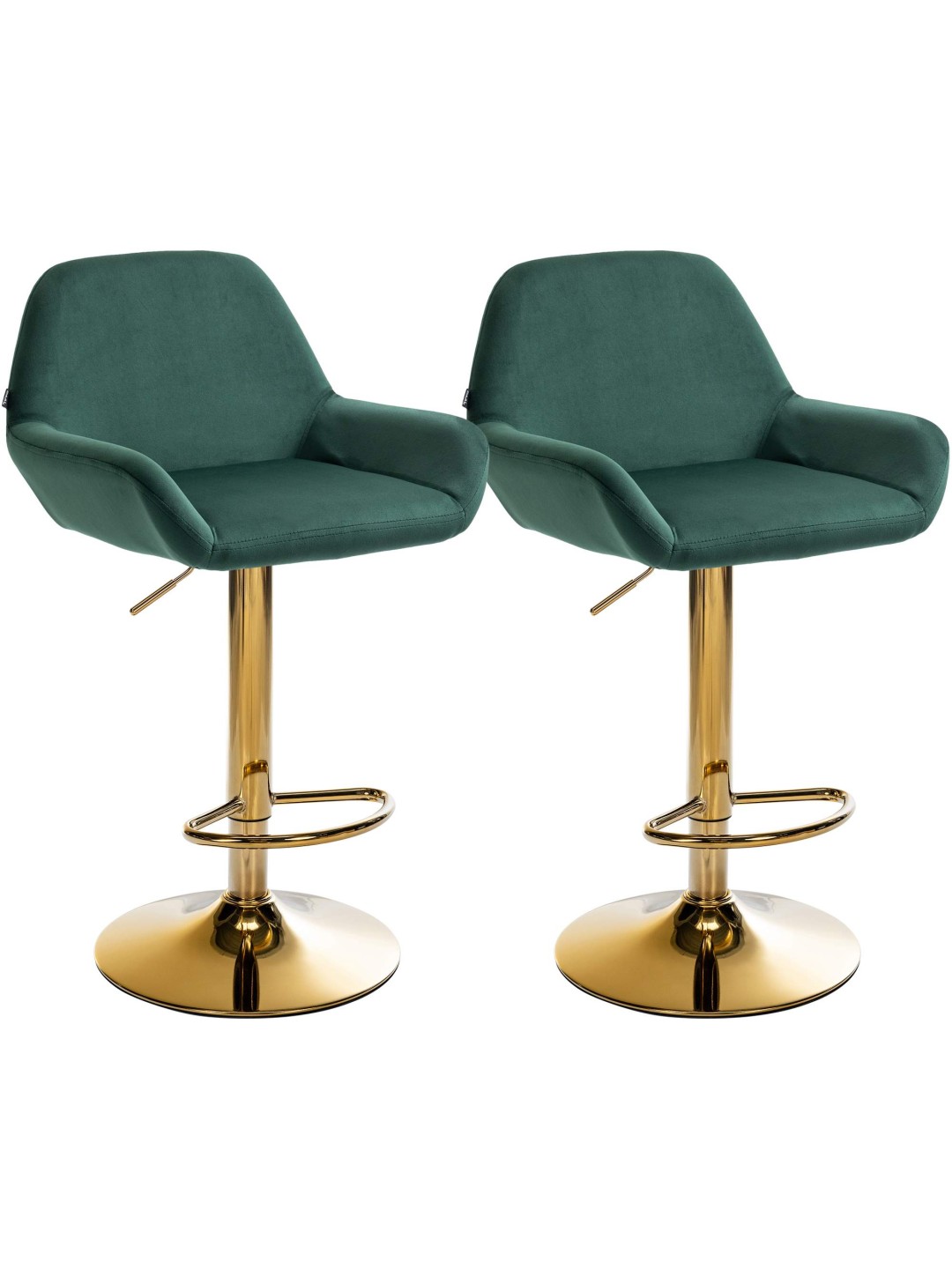 Lot de 2 Tabourets de Bar Braga Velours Doré, vert foncé