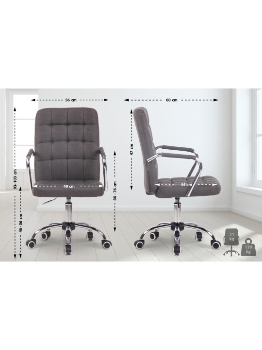 Chaise de bureau Terni en tissu, gris foncé