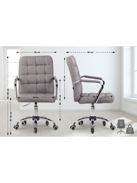 Chaise de bureau Terni en tissu, gris
