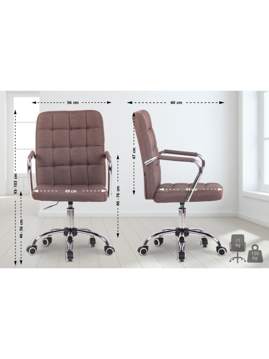 Chaise de bureau Terni en tissu, brun