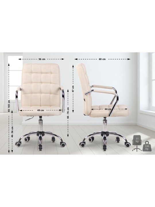 Chaise de bureau Terni en tissu, crème Chaise de bureau Terni en tissu, crème