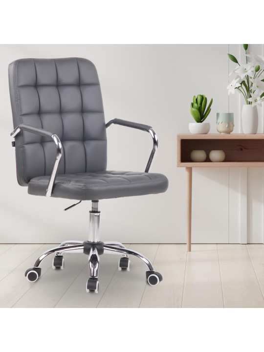 Chaise de bureau Terni simili cuir, gris