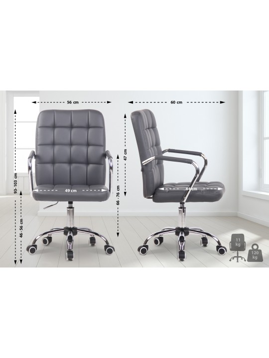 Chaise de bureau Terni simili cuir, gris