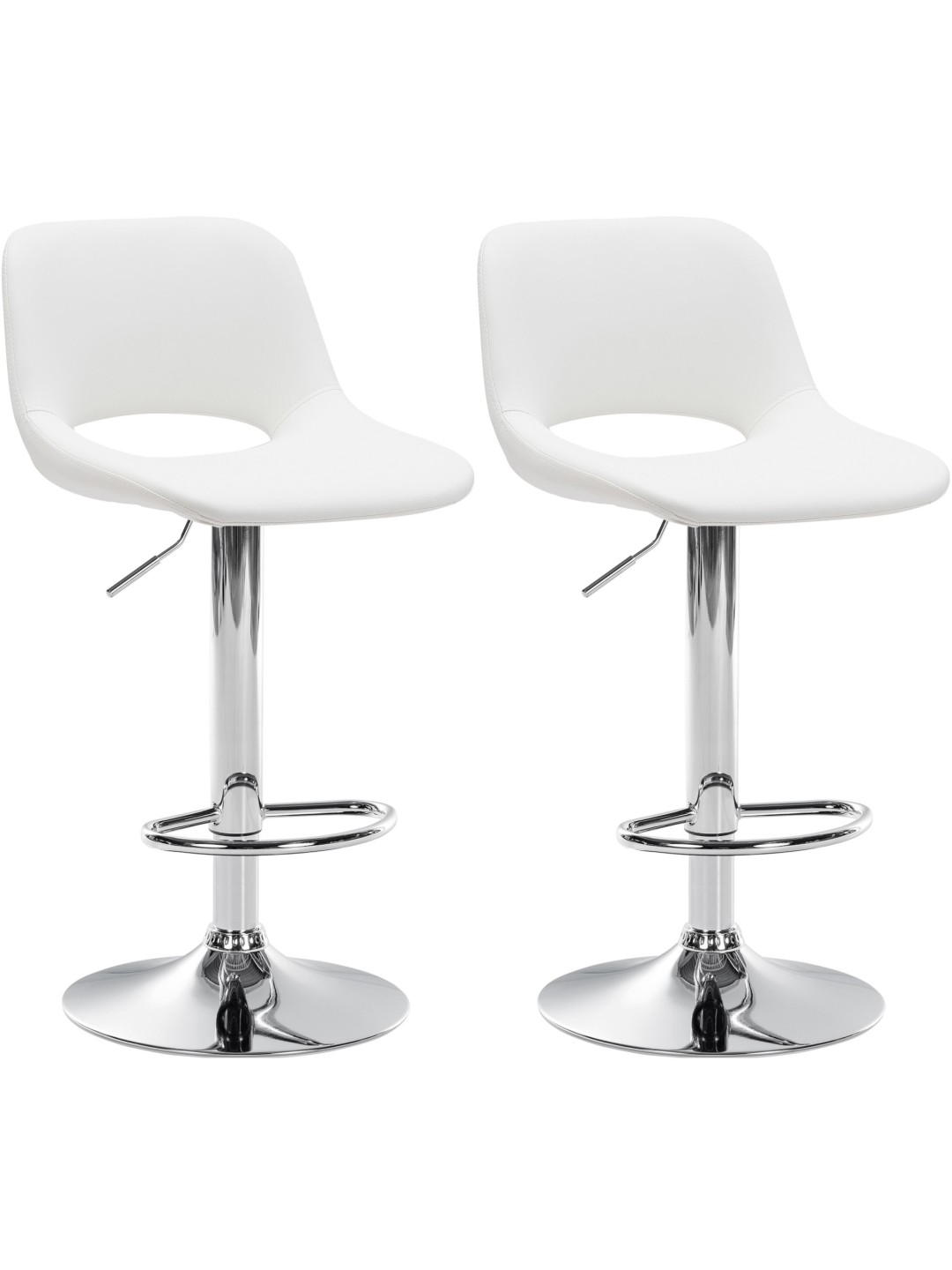 Lot de 2 tabourets de bar Camden simili cuir chrome, blanc